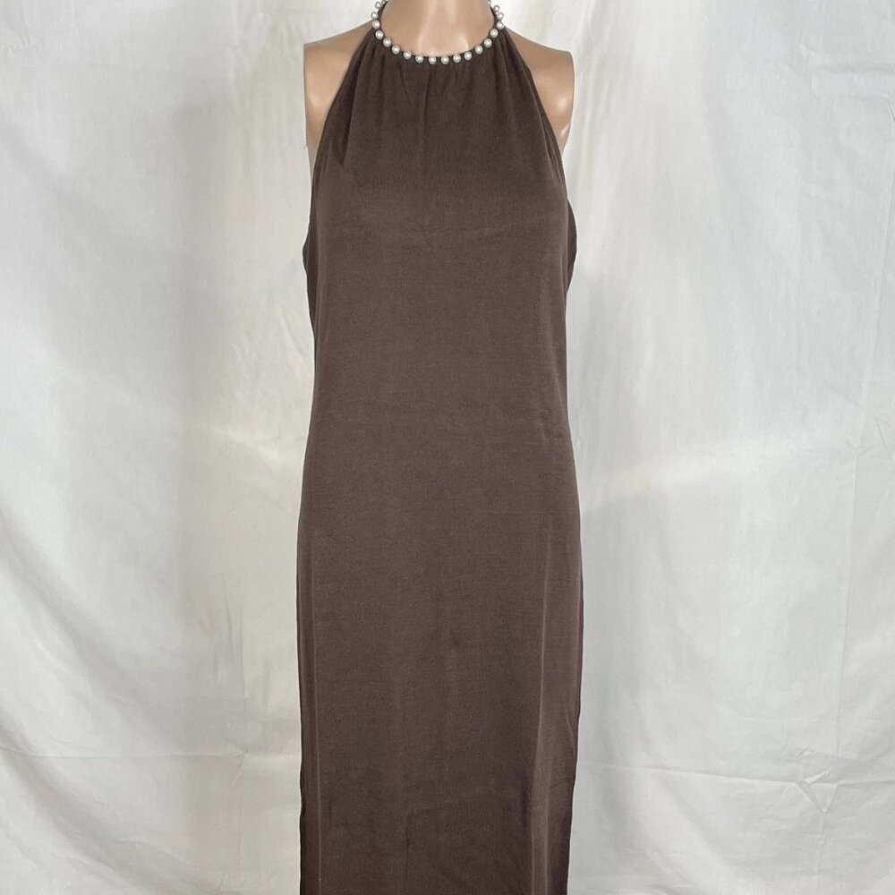Emilia George Women’s Emmi Halter Midi Maternity Dress Size S Brown